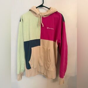 Champion Multicolor Block Hoodie - Pink, Green, Cream, and Blue